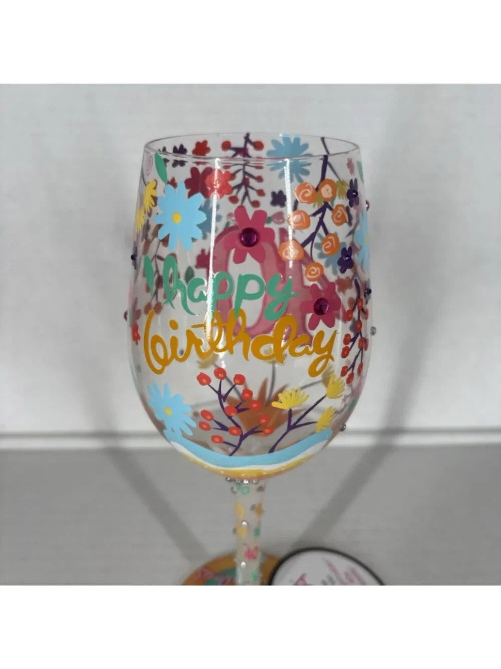 Lolita Love My Wine Happy 40th Birthday Hand-Painted Artisan Wine Glass NIB - Picture 5 of 11